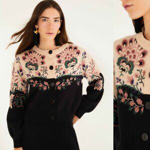 FARM Rio Belle Garden Mixed Knit Cardigan Small